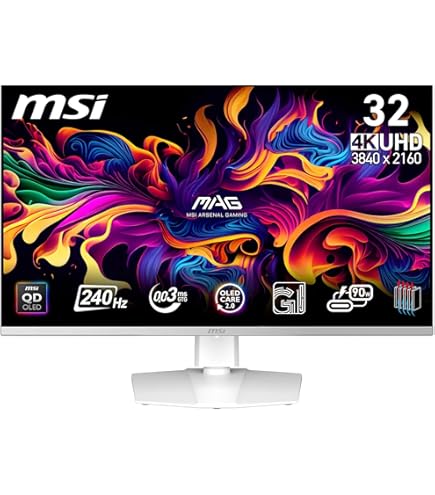 MSI MAG 31.5インチ 4K UHD QD-OLEDゲーミングモニター MSI、ホワイトの31.5型4K有機ELゲーミングモニター「MPG 321URXW